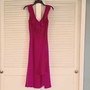 Strut & Bolt Faux Wrap Ruffle Dress. Size Small  Fuchsia.      NWOT